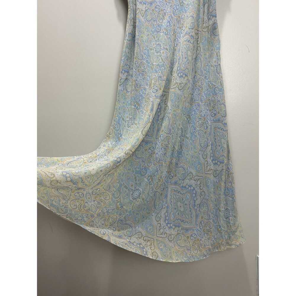 Vintage Express Paisley Milkmaid 100% Silk Dress Size 11/12 Y2K Fairy - Picture 5 of 10
